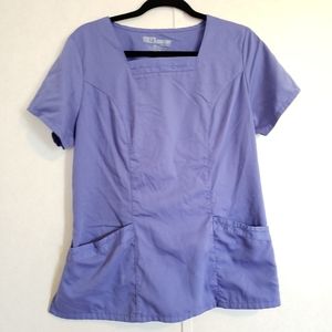 Grey's Anatomy Purple Embroidered Scrub Top